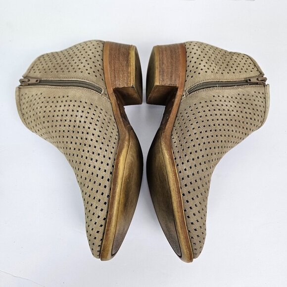 Lucky Brand Baylah Tan Perforated Leather Asymmetrical Opening Ankle Boot 9 - Picture 3 of 9